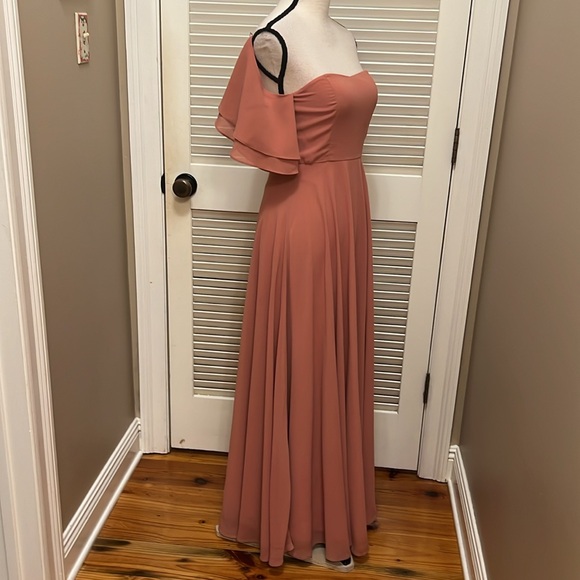Lulu's Abbington Off-the-Shoulder Bridesmaid Maxi Dress in Dusty Rose, Size S - Picture 8 of 15